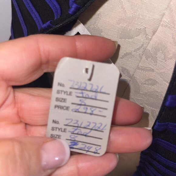 Deadstock Tadashi Vintage 1990s Womens Gown Size 8 Black Ribbon Chiffon Skirt - Picture 8 of 11